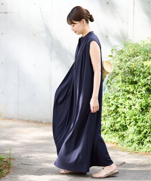 IENA アセテートポンチバンドカラーワンピース 38