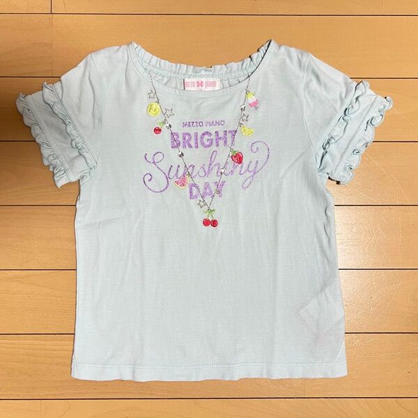 mezzopianoメゾピアノフルーツアイスネックレスフリル半袖Tシャツ110cmさくらんぼいちごレモン星スターナルミヤトップス