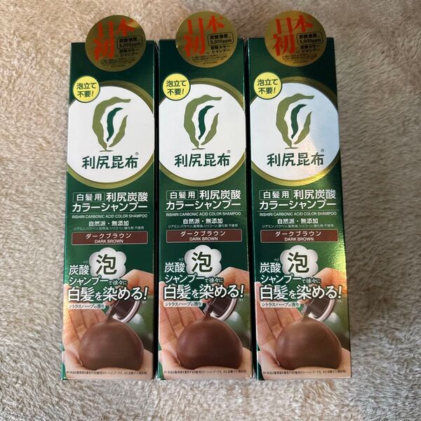 利尻昆布 白髪用利尻炭酸カラーシャンプー ダークブラウン 3本セット