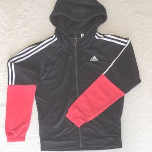 adidas ジャージ パーカー 黒×赤 メンズ