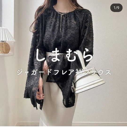 新品L しまむら koko ここさん シャンブル アベイル レディース talbyyumi 花がらブラウス 黒