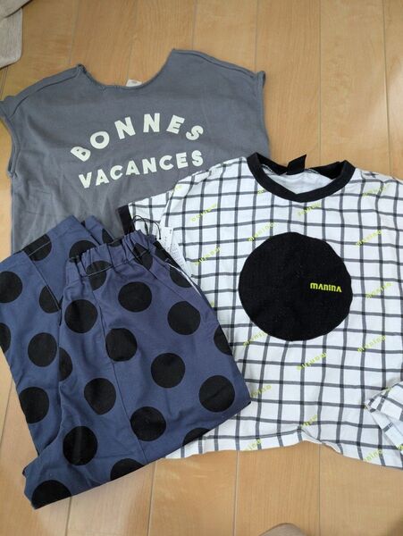 120.キッズ服 半袖Tシャツ パンツ 3枚セット テータテート futafuta バースデイ しまむら