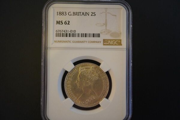 【極美品・希少・高鑑定】1883年 英国 ゴシックフローリン NGC MS62 ビクトリア女王 銀貨 ヴィクトリアコイン
