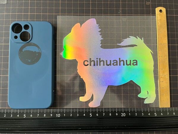 1枚 チワワ 犬種 耐水 防水 プリズムステッカー 転写 シール レインボー
