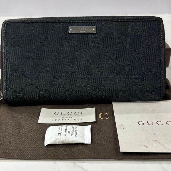 超美品! グッチ GUCCI 財布 長財布 GGキャンバス ラウンドファスナー