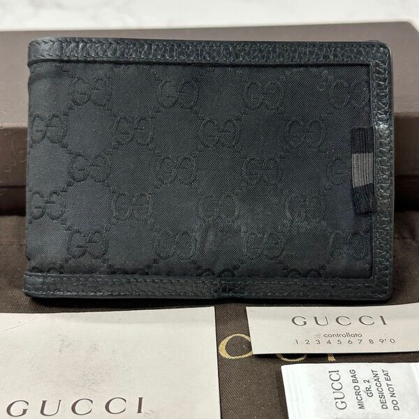 新品同様! グッチ GUCCI 財布 二つ折り 折り財布 GGキャンバス シェリーライン