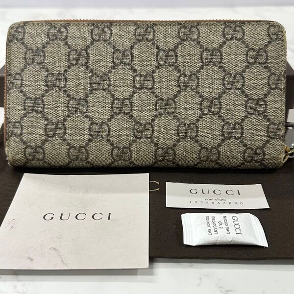 新品同様! グッチ GUCCI 財布 長財布 GGスプリーム ラウンドファスナー