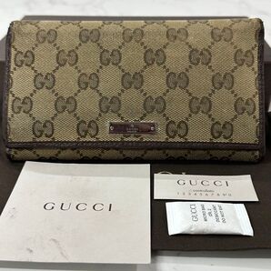 新品同様! グッチ GUCCI 財布 二つ折り長財布 GGキャンバス