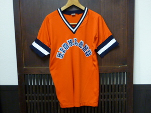 USA古着　Tシャツ RUSSELL 70s 旧タグ ゴールドタグ M HIGHLAND ビンテージ アメリカ製 チーム ユニホーム ラッセル アスレチック オレンジ