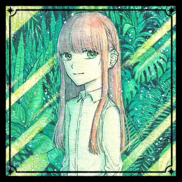 【秘密の温室】額付き L版サイズ 手描きイラスト オリジナル 原画 緑 植物 温室 創作