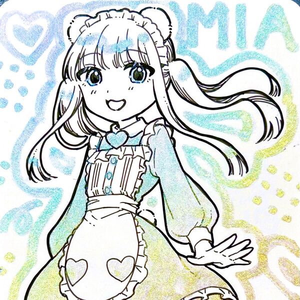 手描きイラスト オリジナル 創作 原画 ドローイング ペン画 女の子 メイド