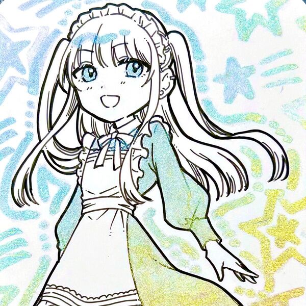 手描きイラスト オリジナル 創作 原画 ドローイング ペン画 女の子 メイド