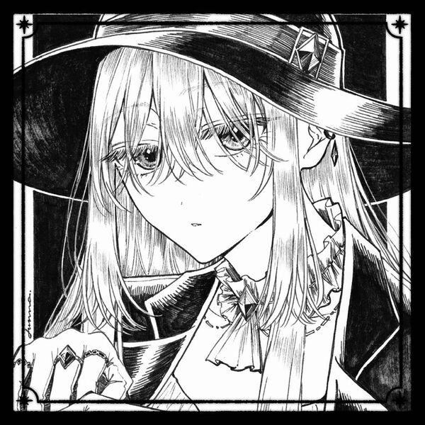 【-Fiana-】 手描きイラスト オリジナル 創作 原画 モノクロ 白黒 女の子 ペン画
