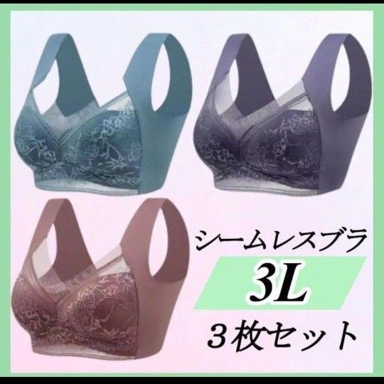 シームレスブラ ノンワイヤー ナイトブラ ブラジャー 3枚セット 3L