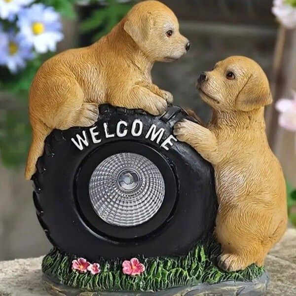 新品 ソーラーライト 子犬 ガーデンライト レトリバー 犬 ドッグ デコレーション 動物 かわいい 装飾 癒し インテリア 防水