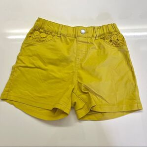 女の子 ショートパンツ 140cm イエロー 黄色