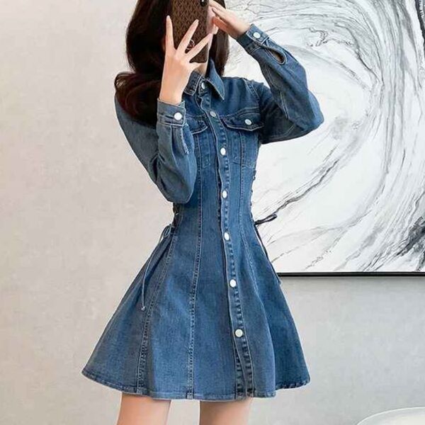 SHEIN シーイン ジーンズミニワンピース ボタン黒