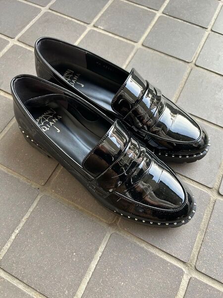 DAIANA ダイアナ レインシューズ オールウェザー対応ローファー 黒 ジンコウエナメル 24cm