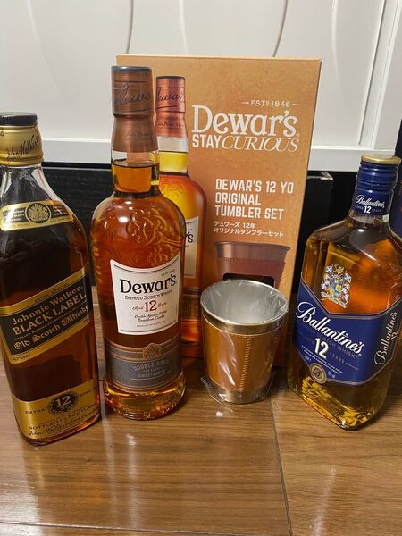 ウイスキー 12年 飲み比べ 700ml 3本 ①ジョニーウォーカー ブラックラベル ②デュワーズ12年 ③バランタイン12年