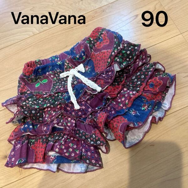 90 女の子 フリル 花柄 ショートパンツ 短パン ハーフパンツ 可愛い オシャレ ズボン ボトムス リボン バナバナ