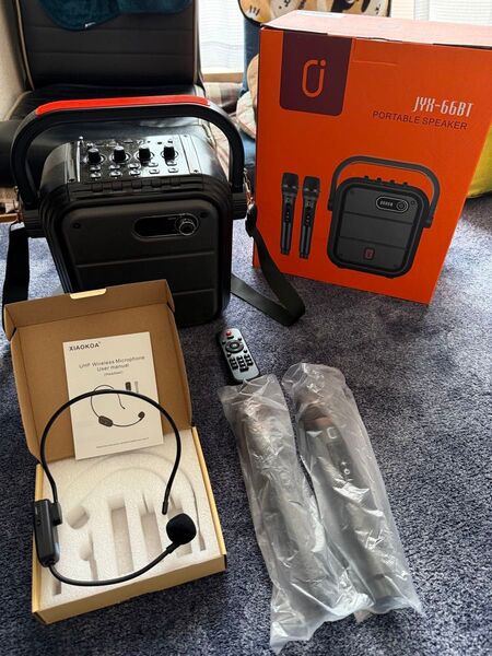 早い者勝ち!超美品!JY-66BT ポータブルスピーカー+ワイヤレスマイク付き!音楽、会議等にも!