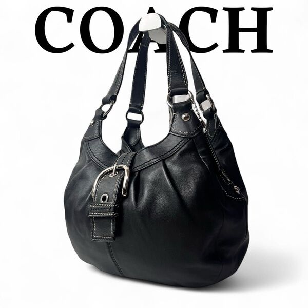 極美品 COACH コーチ ソーホー トートバッグ 肩掛け ハーフムーン 黒 ショルダーバッグ オールレザー 本革 レザー
