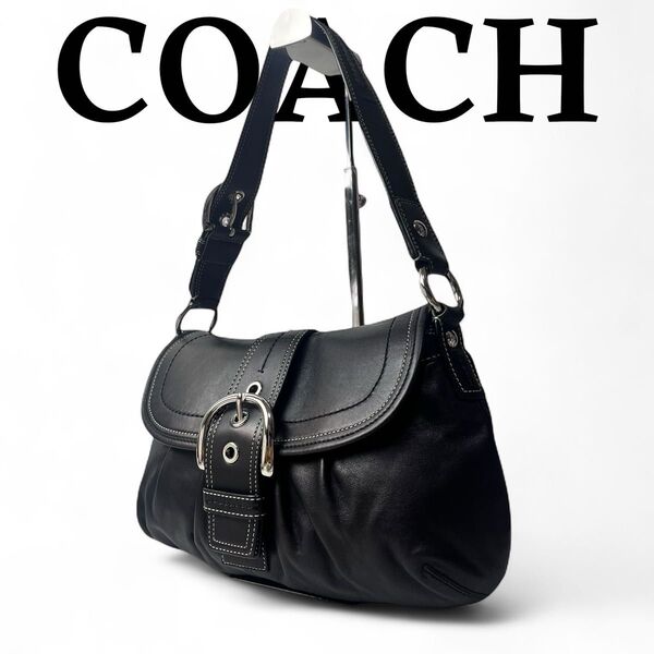 極美品 COACH コーチ ソーホー ワンショルダーバッグ オールレザー 黒 ショルダーバッグ 肩掛け ハンドバッグ ブラック