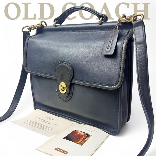 希少 OLD COACH オールドコーチ ウィリス ショルダーバッグ 超濃紺 2way ターンロック クロスボディ ハンドバッグ