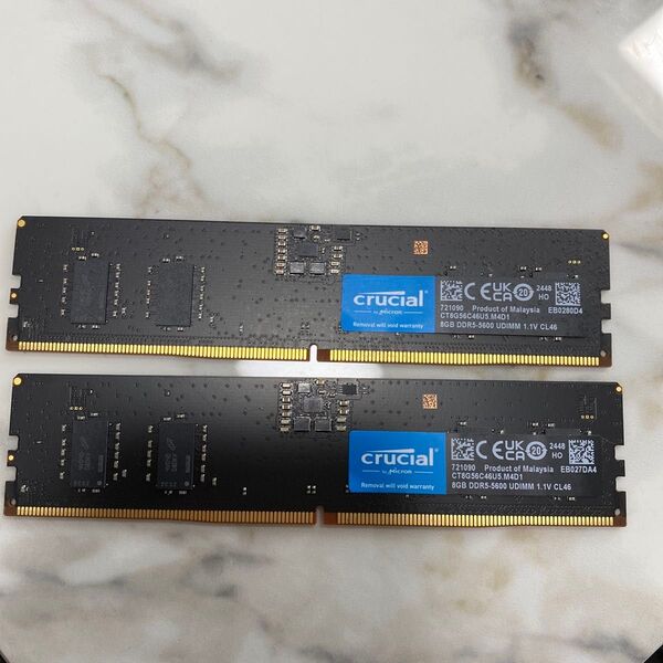 crucial 8GB ddr5-5600 ×2 16GB クルーシャル 未使用 PCメモリ