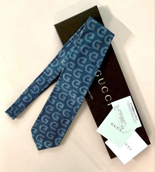 未使用品 GUCCI グッチ シルクジャガードネクタイ G柄 シルク100%