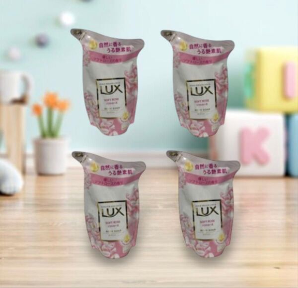 LUX ボディソープ ソフトローズ 詰め替え 300g×4袋セット③