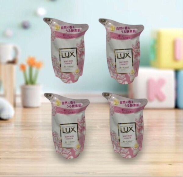 LUX ボディソープ ソフトローズ 詰め替え 300g×4袋セット⑤