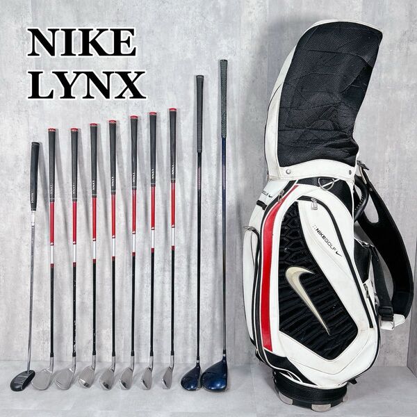 W891 NIKE LYNX ナイキ リンクス メンズ ゴルフ クラブ セット 11点 白 黒 キャディバッグ 初心者 入門