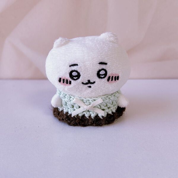 ちいかわ ぬいぐるみ ハンドメイド チョコミント ワンピース ドレス ぬい服 編み物