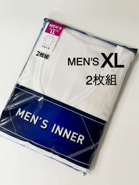新品★下着 肌着 インナー 半袖シャツ Vネック メンズ 紳士 XLサイズ 白 2枚組