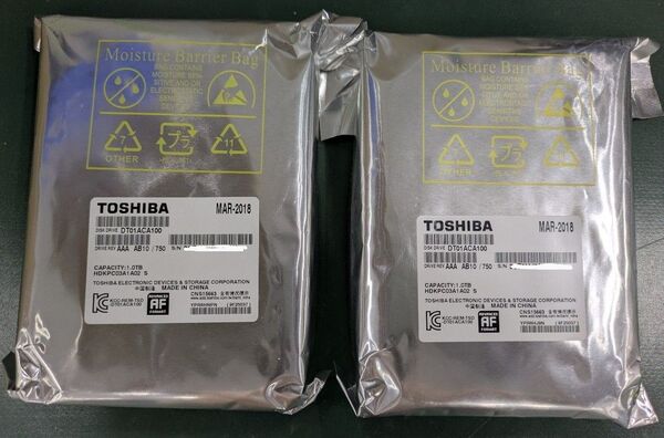 TOSHIBAl HDD 1TB 2台 DT01ACA100 未使用新品