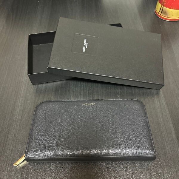 サンローラン YVES SAINT LAURENT 2つ折り 長財布 ウォレット ディープマリン ラウンドファスナー長財布 レザー
