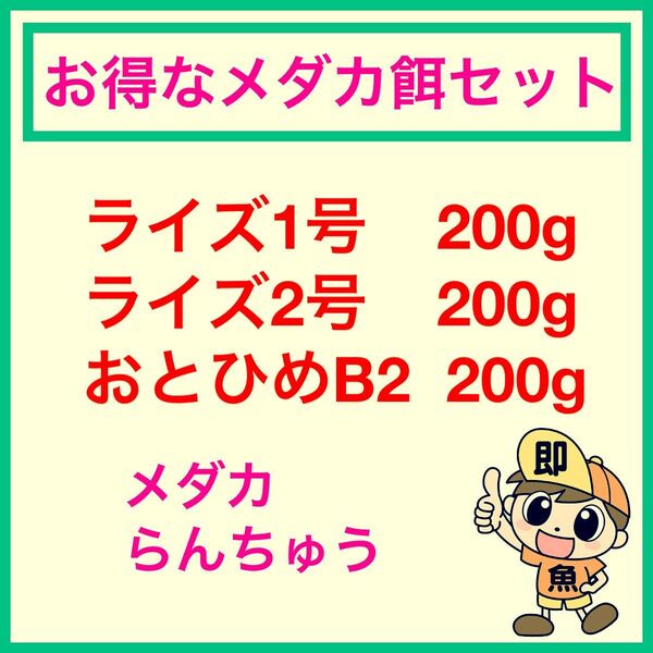 お得なメダカ餌セット 各200gづつ合計600g おとひめB2 ライズ1号 ライズ2号