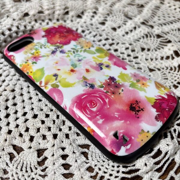 花柄 iPhone SE3/SE2/8/7 耐衝撃ハイブリッドケース