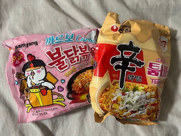 韓国 インスタントラーメン カルボブルダック・辛ラーメン トゥーンバ 各1袋