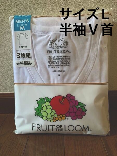 FRUIT OF THE LOOM フルーツオブザルーム インナーシャツ メンズTシャツ肌着天竺編み 3枚組 半袖V首 Mサイズ