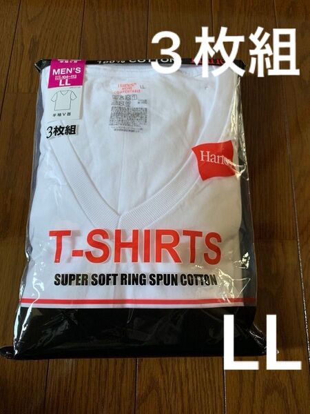 ヘインズ Tシャツ 3枚組 綿100% メンズ 半袖V首Tシャツ LL
