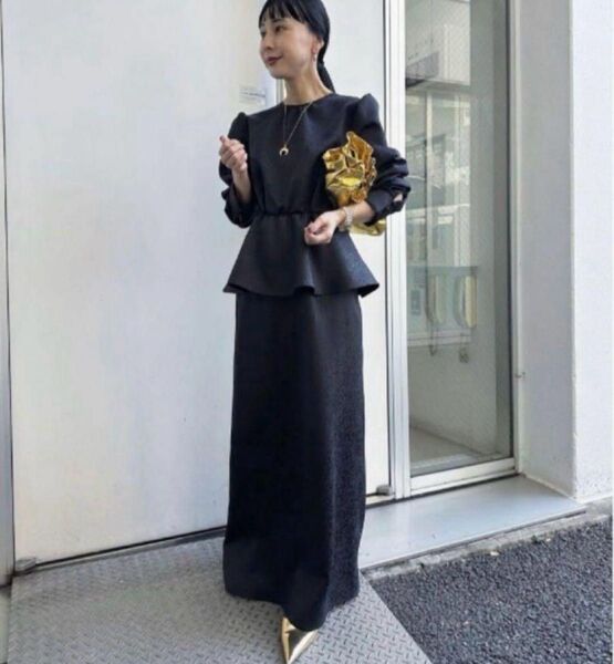 Ameri vintage LADY LIKE PEPLUM DRESS 黒