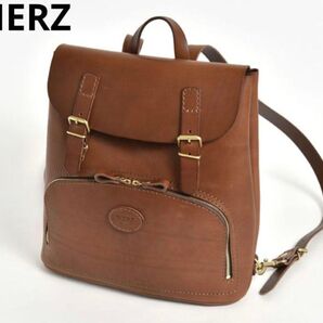 HERZ ヘルツ ベーシック ニ本 ベルト リュック フルレザー チョコカラー リュックサック レザー