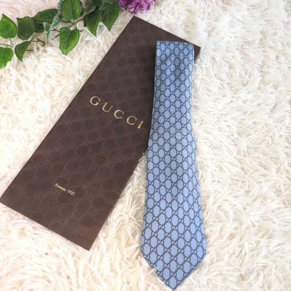 GUCCI グッチ シルク ネクタイ GG柄 チェーンダイヤモンドパターン