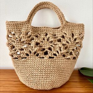 麻紐バッグ 模様入り11 ハンドメイド140