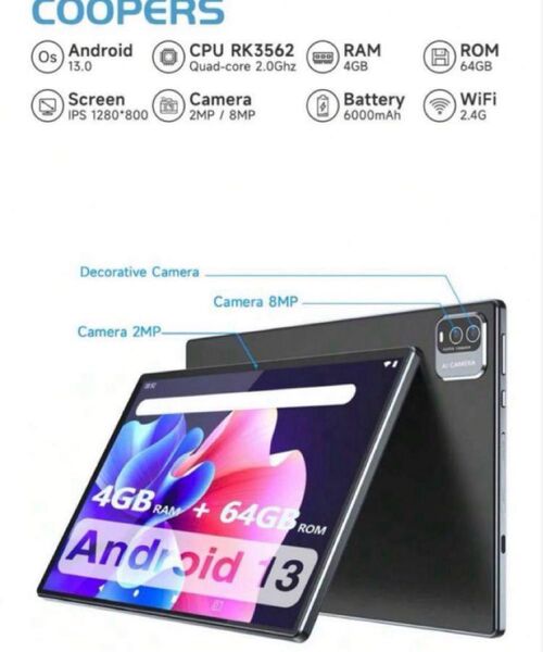【新品未開封】COOPERs タブレット4GB/64GB