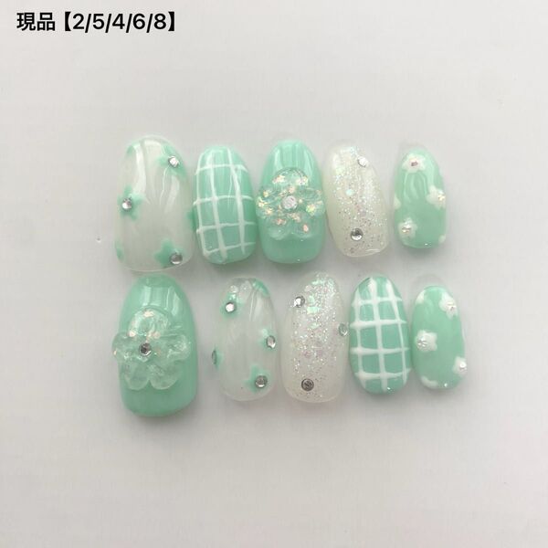 ネイルチップ ジェルネイルチップ ワンポイント フラワー ニュアンス マグネット チェック オーロラ 夏ネイル 推しネイル