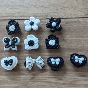 シューズアクセサリー ジビッツ クロックス サンダル モノトーン 花 ハート 10個セット 新品