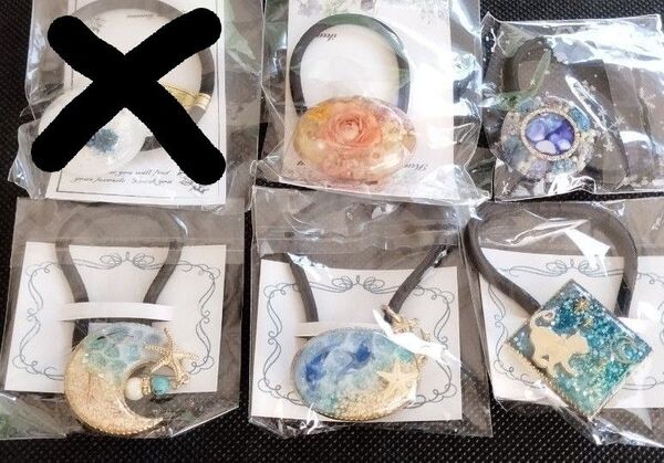ハンドメイド レジンヘアゴム 5点セット まとめ売り